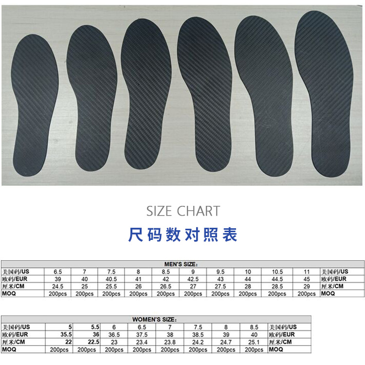 鞋墊尺碼表